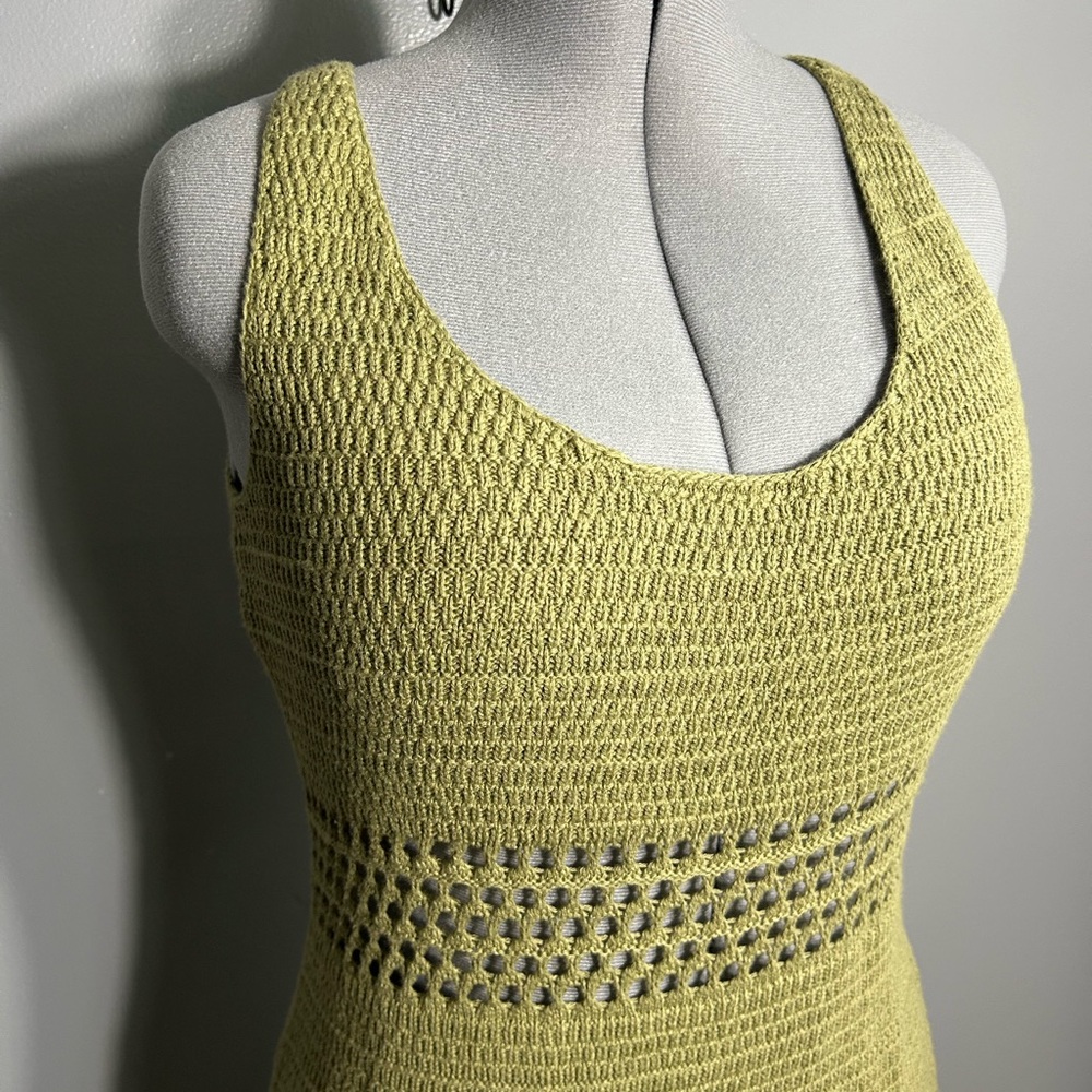 American Eagle Outfitters olive green Knit crochet Maxi Dress - Picture 3 of 5